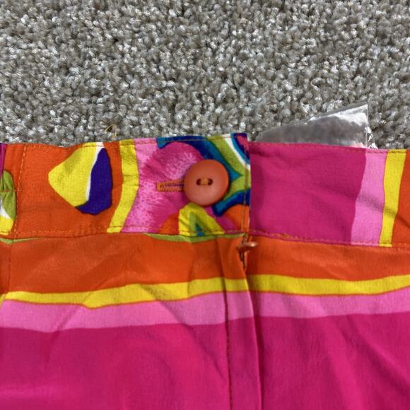 Vtg 90s Nora Noh Nordstrom Silk Abstract Pencil Skirt Pink M Colorful Y2K - Picture 8 of 9